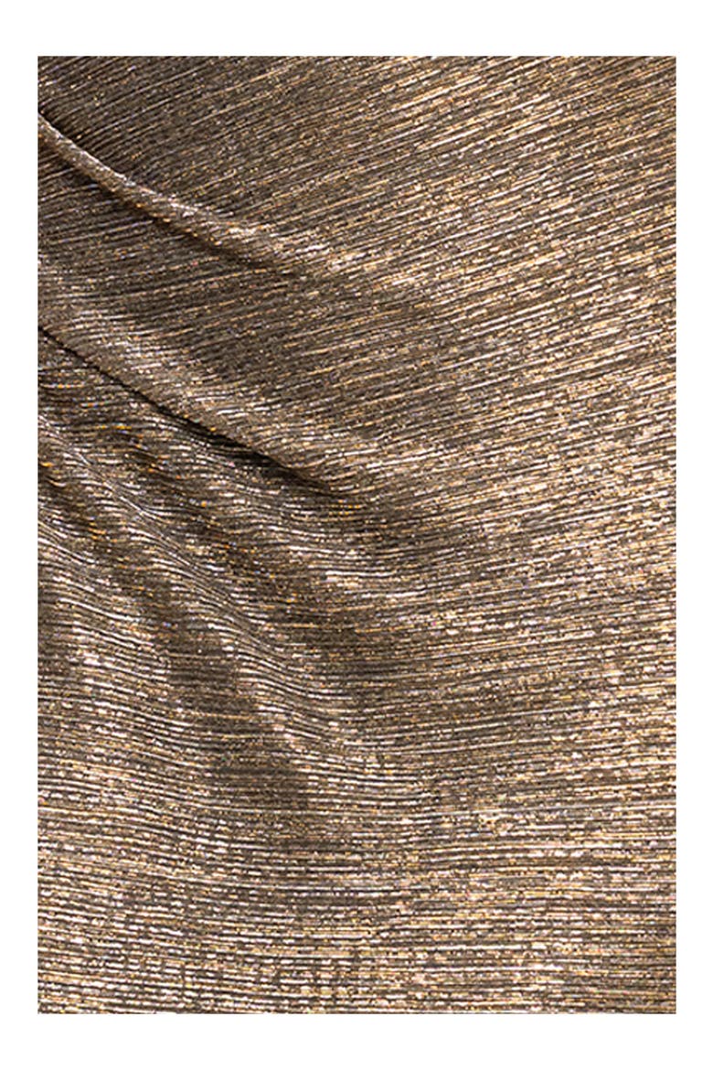 One-Shoulder Metallic Crinkled Column Gown, Alternate, color, MOCHA/ GOLD