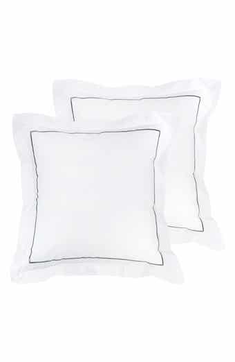 Set of 2 Single Embroidered Line 300 Thread Count 100% Cotton Euro Shams