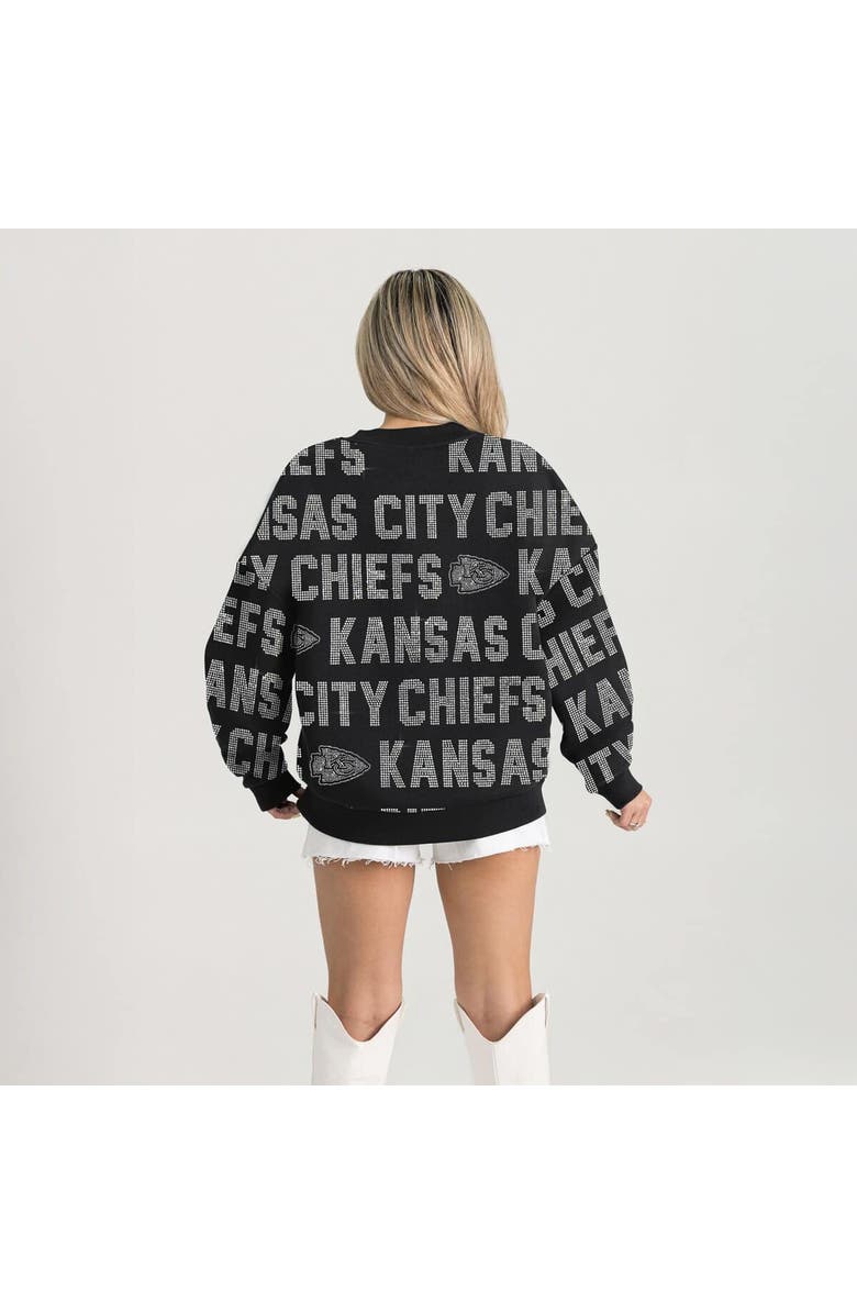 GAMEDAY COUTURE Women's Gameday Couture Black Kansas City Chiefs Relaxed Drop Shoulder Hype Era Rhinestone Text Sweatshirt, Alternate, color, 