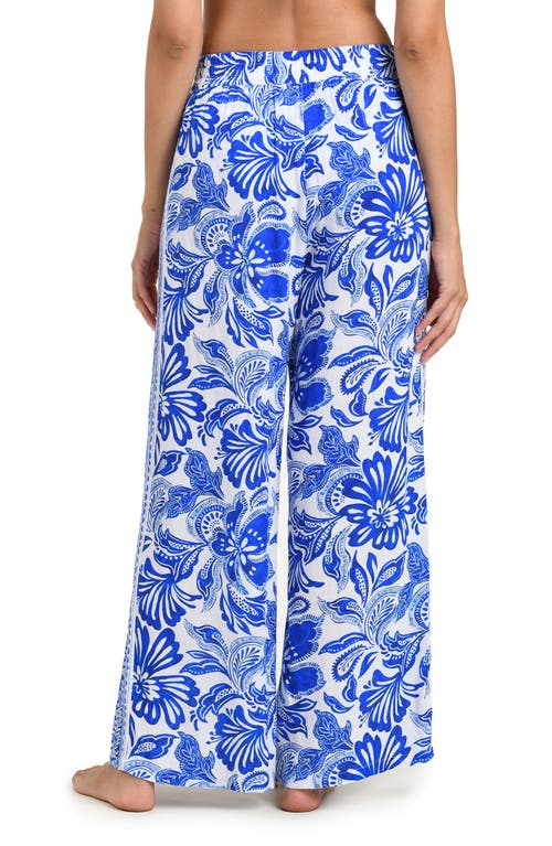La Blanca Botanical Brocade Wide Leg Cover-up Pants In Blue