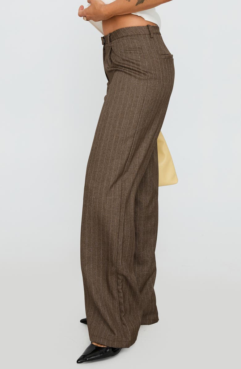 Princess Polly Broadcast Pinstripe Low Rise Wide Leg Pants, Alternate, color, Beige Pinstripe