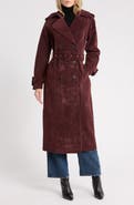 Avec Les Filles Faux Suede Double Breasted Midi Trench Coat