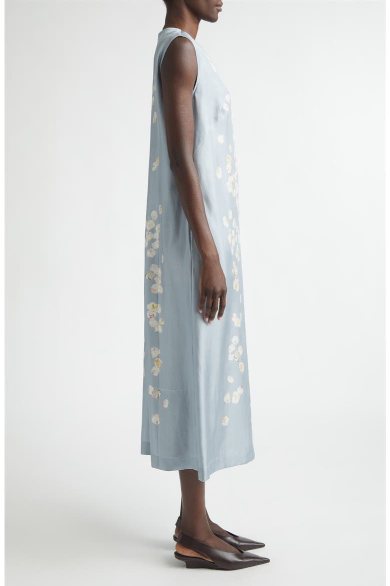 Cherie Petal Print Silk Midi Dress, Alternate, color, 415067 STORM PETALS