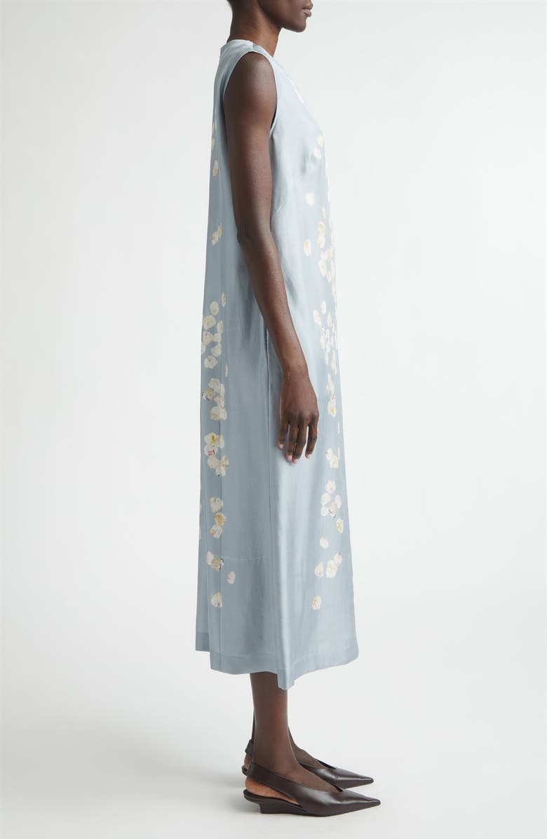 Altuzarra Cherie Petal Print Silk Midi Dress, Alternate, color, 415067 Storm Petals