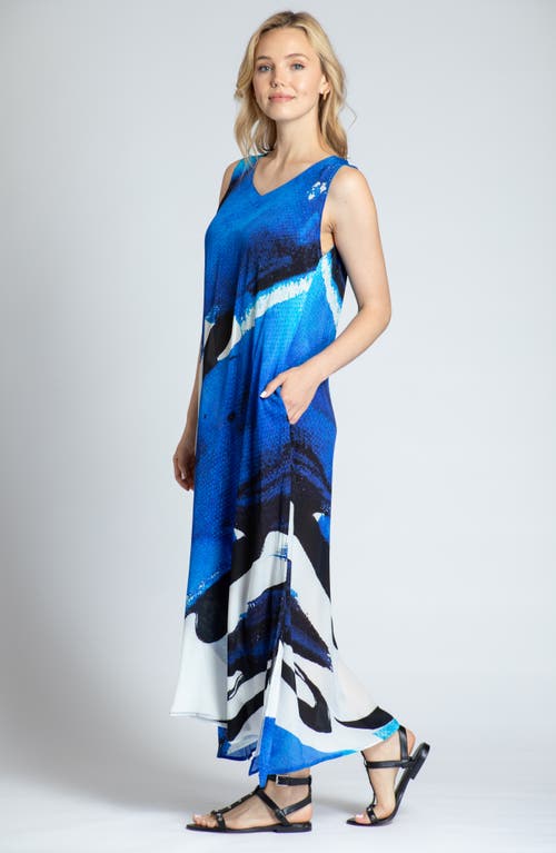 APNY APNY PRINT V-NECK SLEEVELESS CHIFFON MIDI DRESS