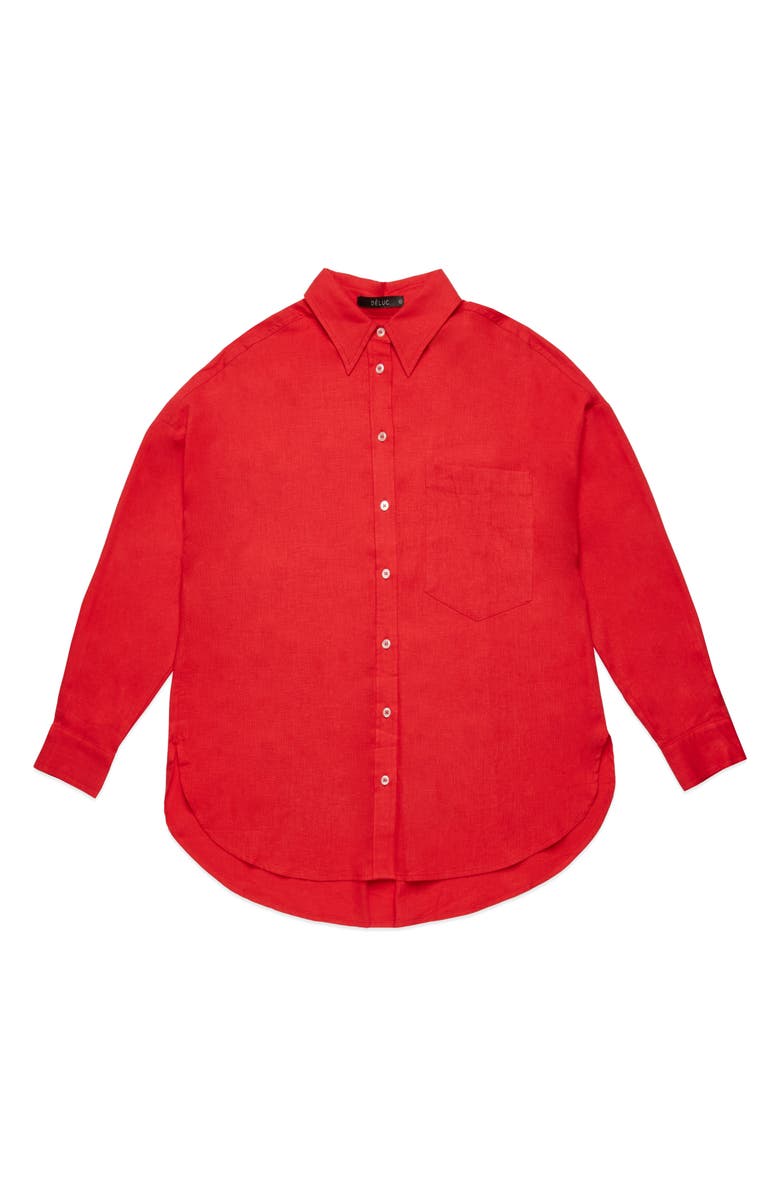 DELUC Roxa Button-Up Tunic Shirt, Alternate, color, Red