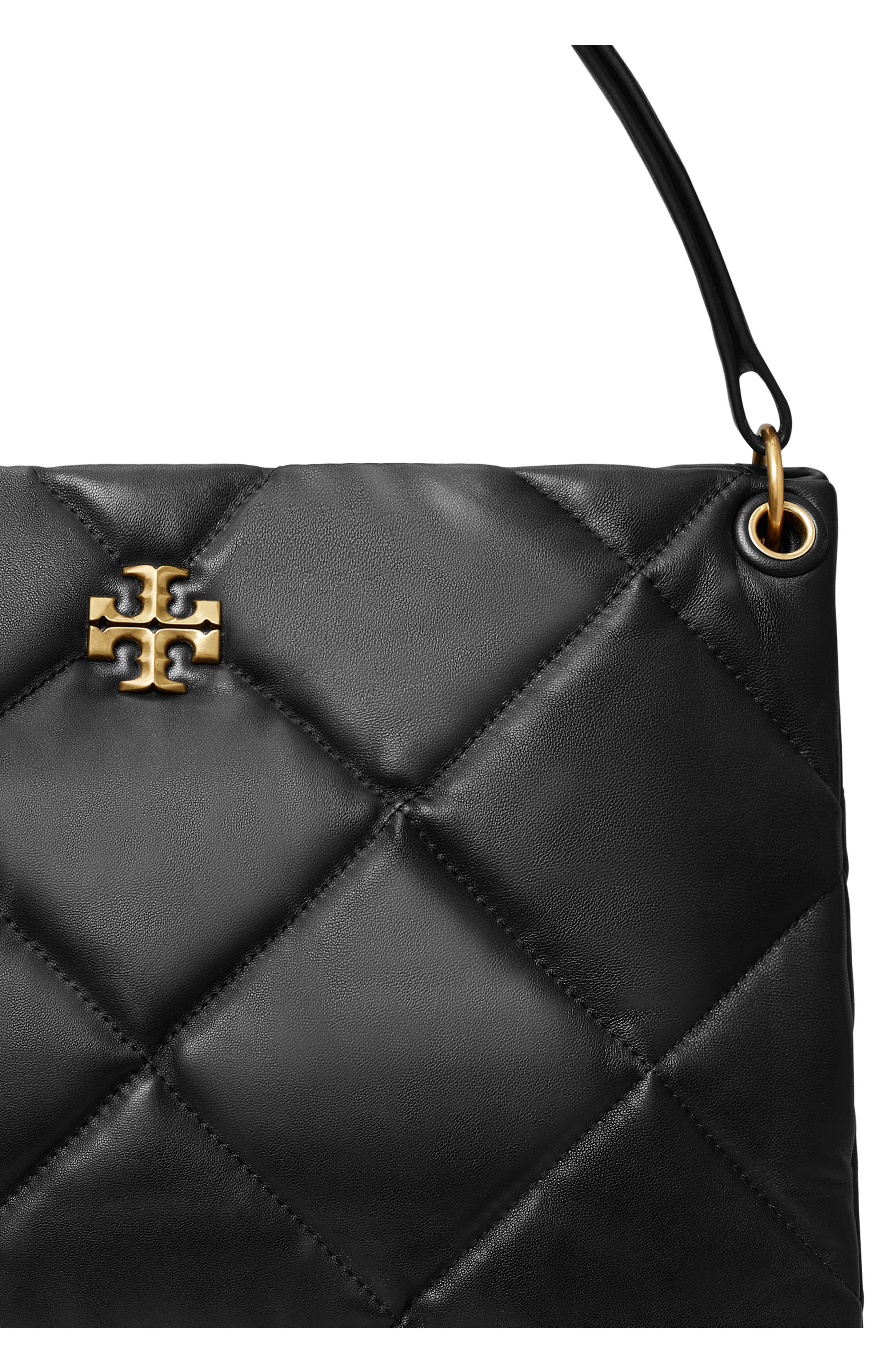 Tory Burch Kira Diamond Quilted Leather Tote, Alternate, color, Black