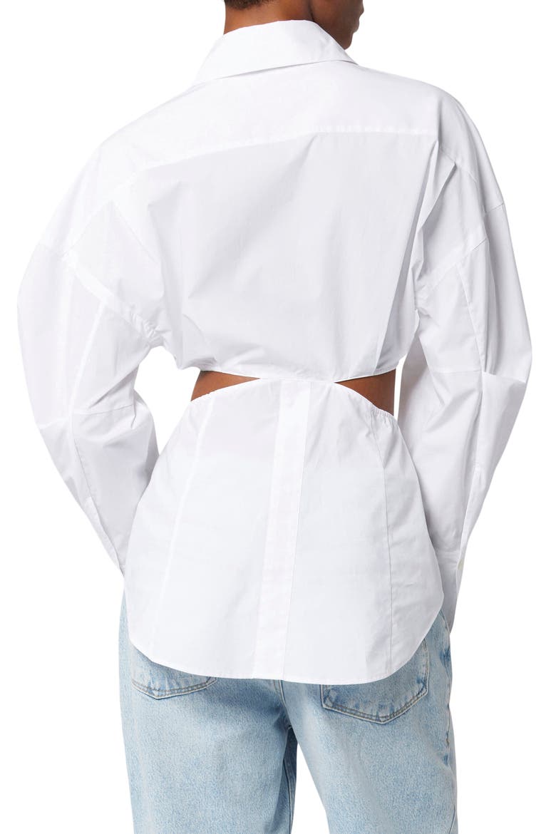 Alya Cutout Button-Up Shirt, Alternate, color, BRIGHT WHITE