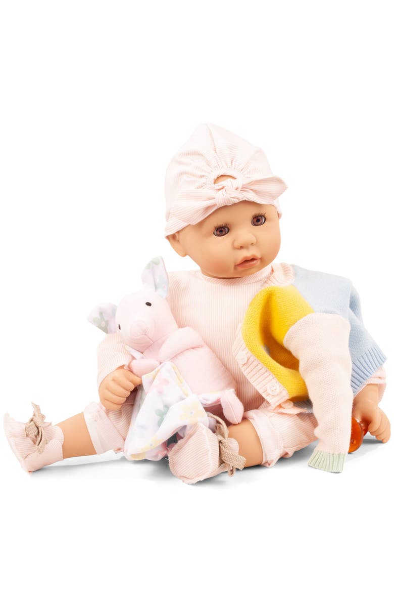 Gotz Cookie Baby Pastel 19 Inch Doll, Cozy Knit Outfit & Cap, Plush Animal Bunny, Alternate, color, Multicolored