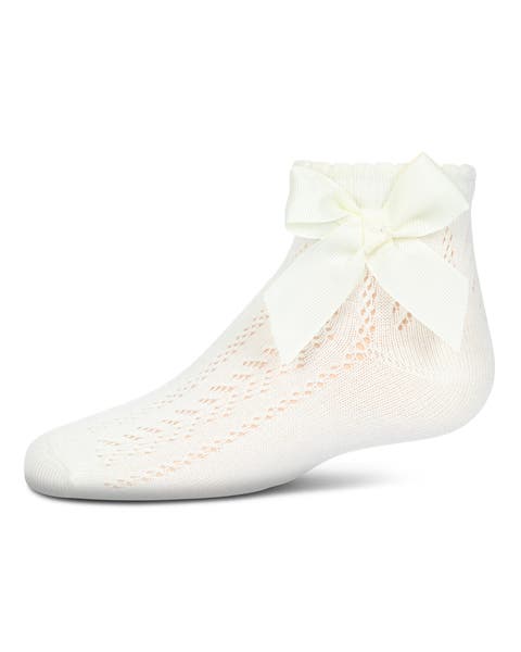 Knit Openwork Bow Anklet Socks (Baby)