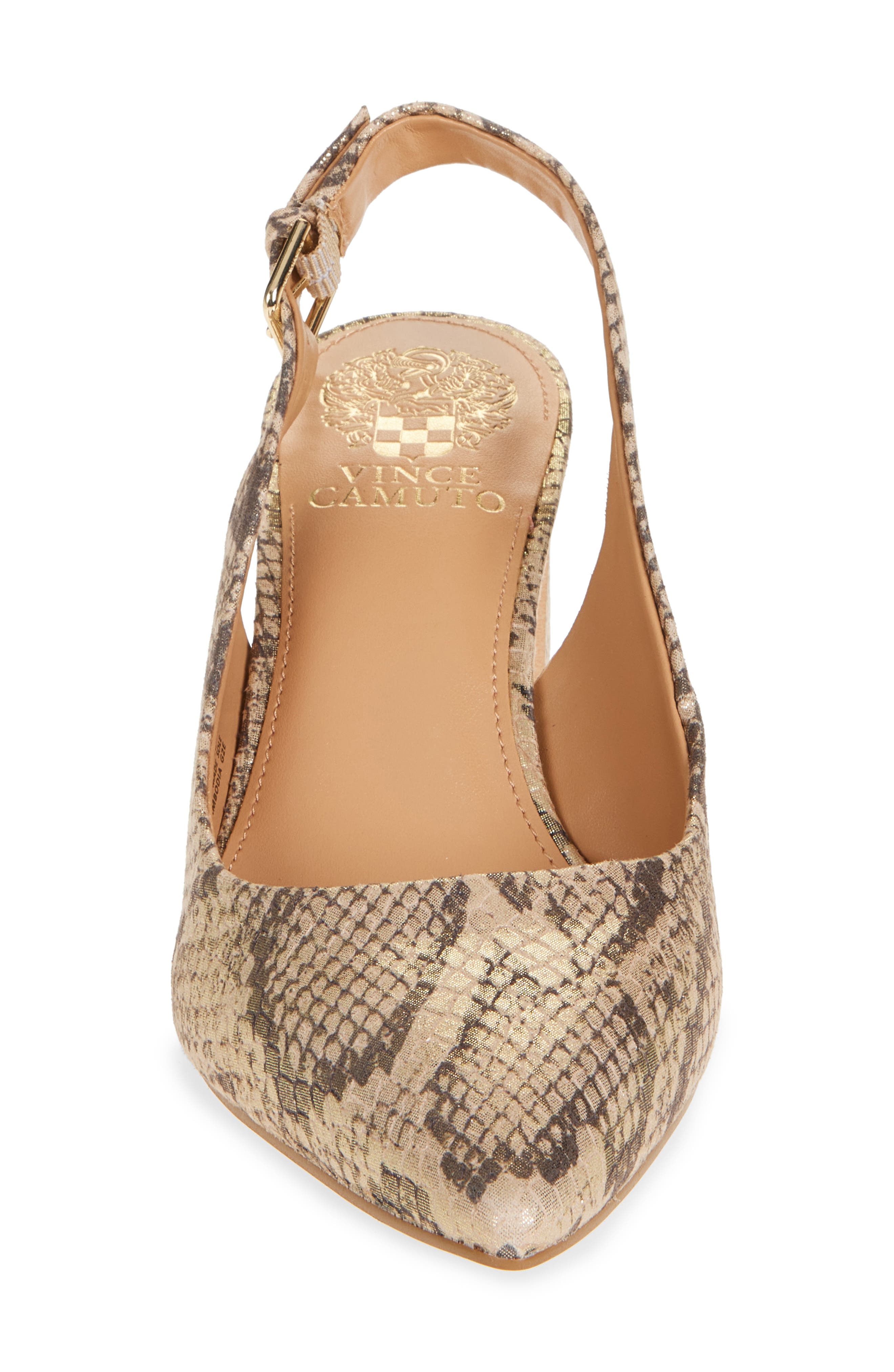 Vince Camuto Hamden Pointed Toe Slingback Pump, Alternate, color, Natural Gold Snake