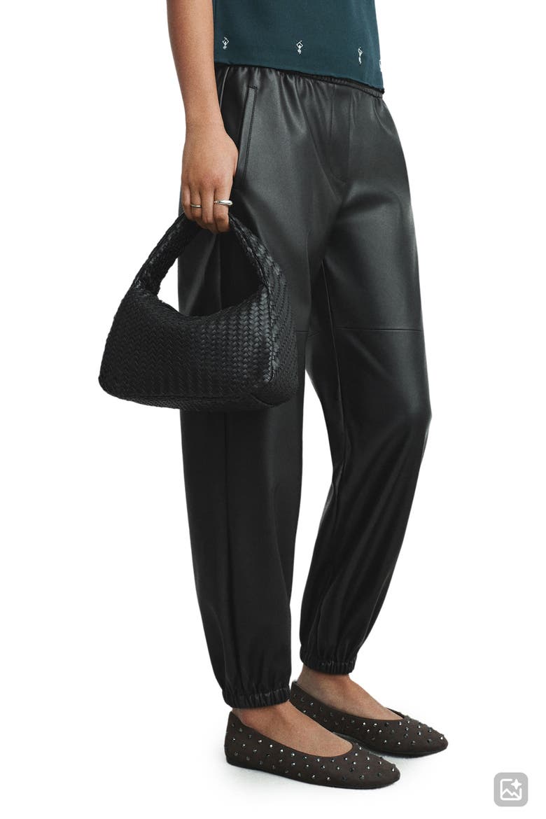 Faux Leather Jogger Pants, Main, color, BLACK