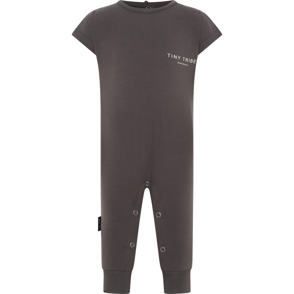 Tiny Tribe Core Cotton Jersey Romper In Gray