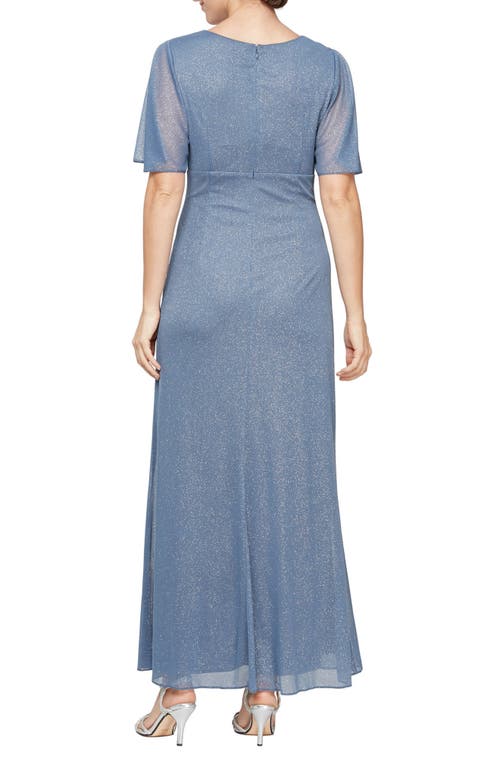 Shop Sl Fashions High Neck Side Crystal Embellished Glitter Sheath A-line Dress In Dsb