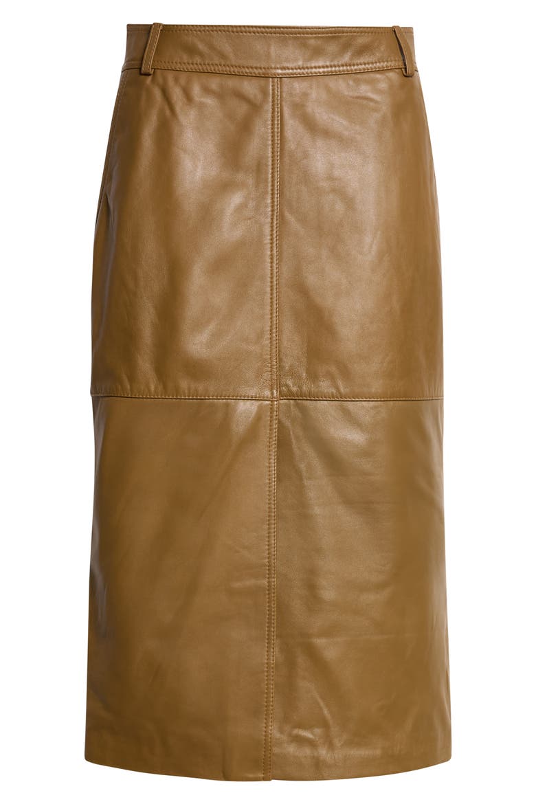 Milly Leather Skirt, Main, color, KHAKI GREEN