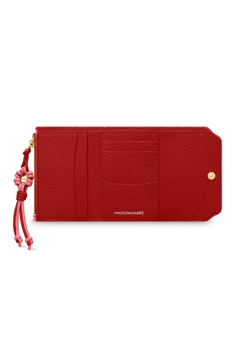 Bloom Edition Leather Trifold Wallet, Alternate, color, Candy Brick