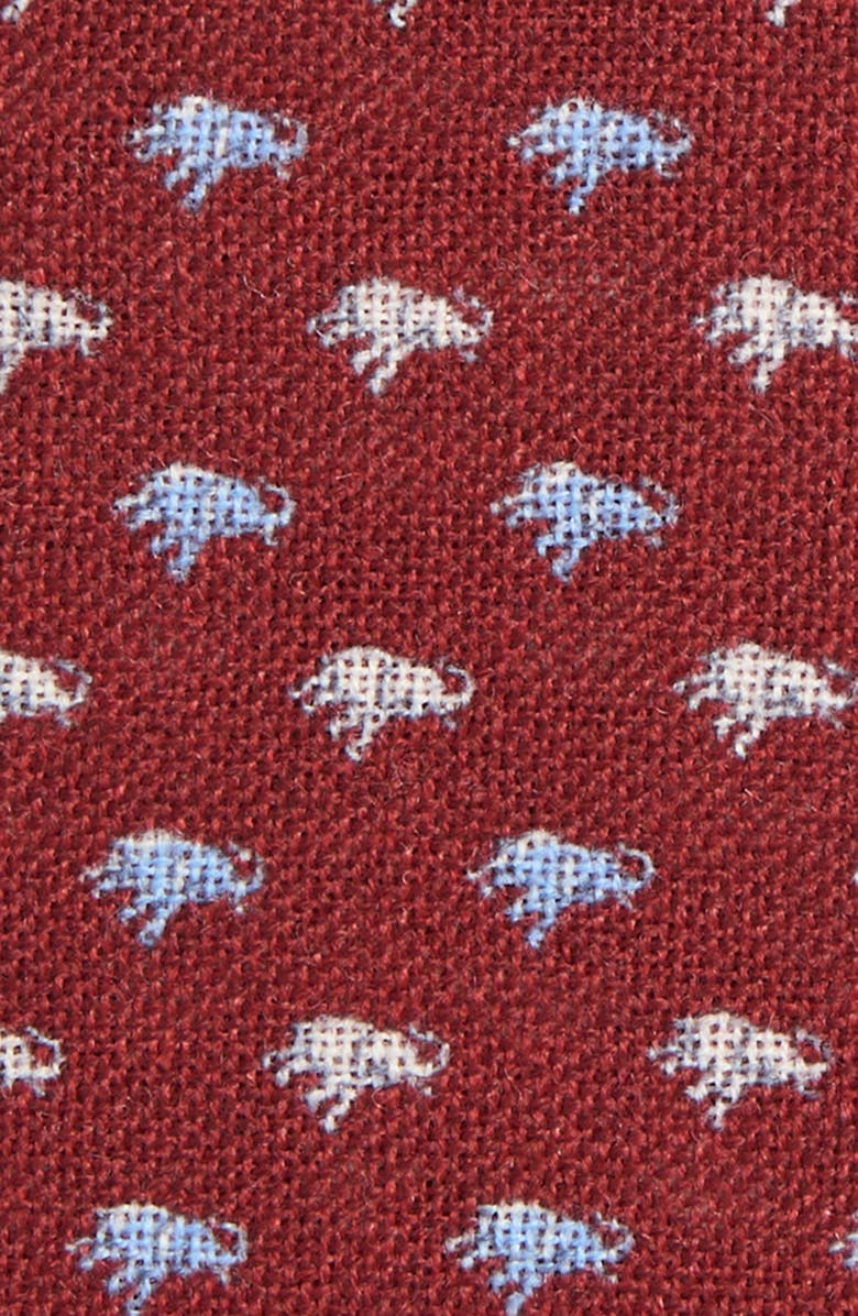 CLIFTON WILSON Elephant Print Wool Pocket Square, Alternate, color, Maroon
