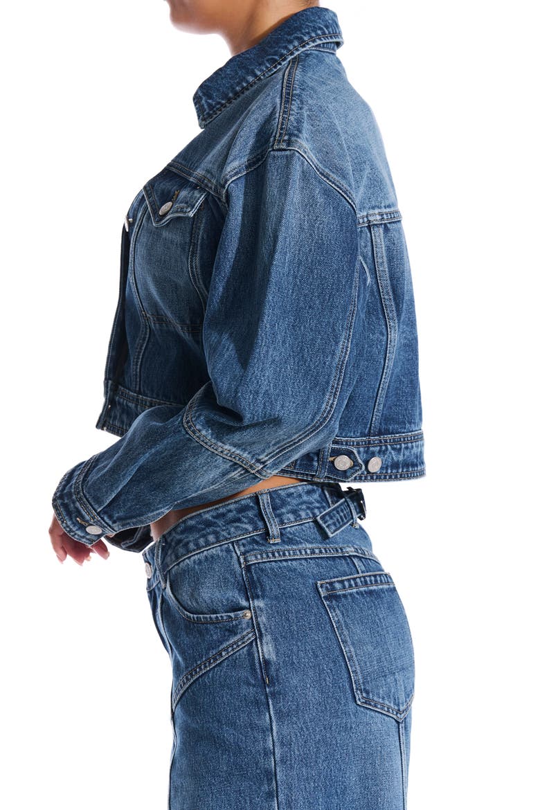 Crop Denim Jacket, Alternate, color, INDIGO WASH