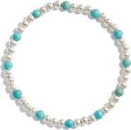 Nashelle Turquoise Stone & Bead Stretch Bracelet
