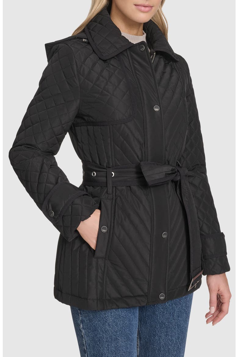 Brinklee Water Resistant Quilted Jacket, Alternate, color, BLACK
