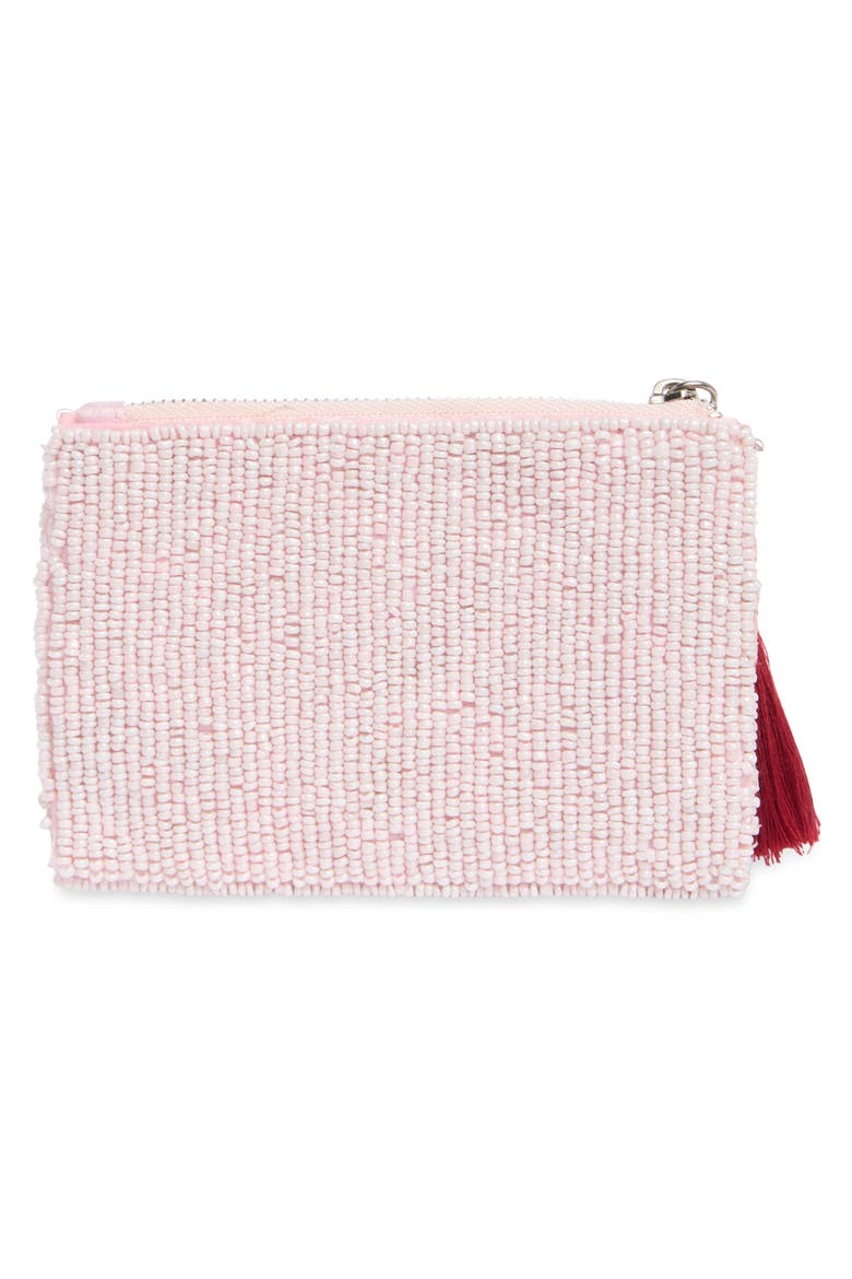 Fresh Cherries Beaded Zip Pouch, Alternate, color, PINK