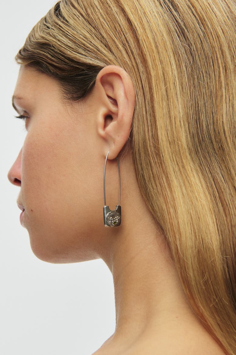 Silver Safety Pin Earrings, Alternate, color, Silver
