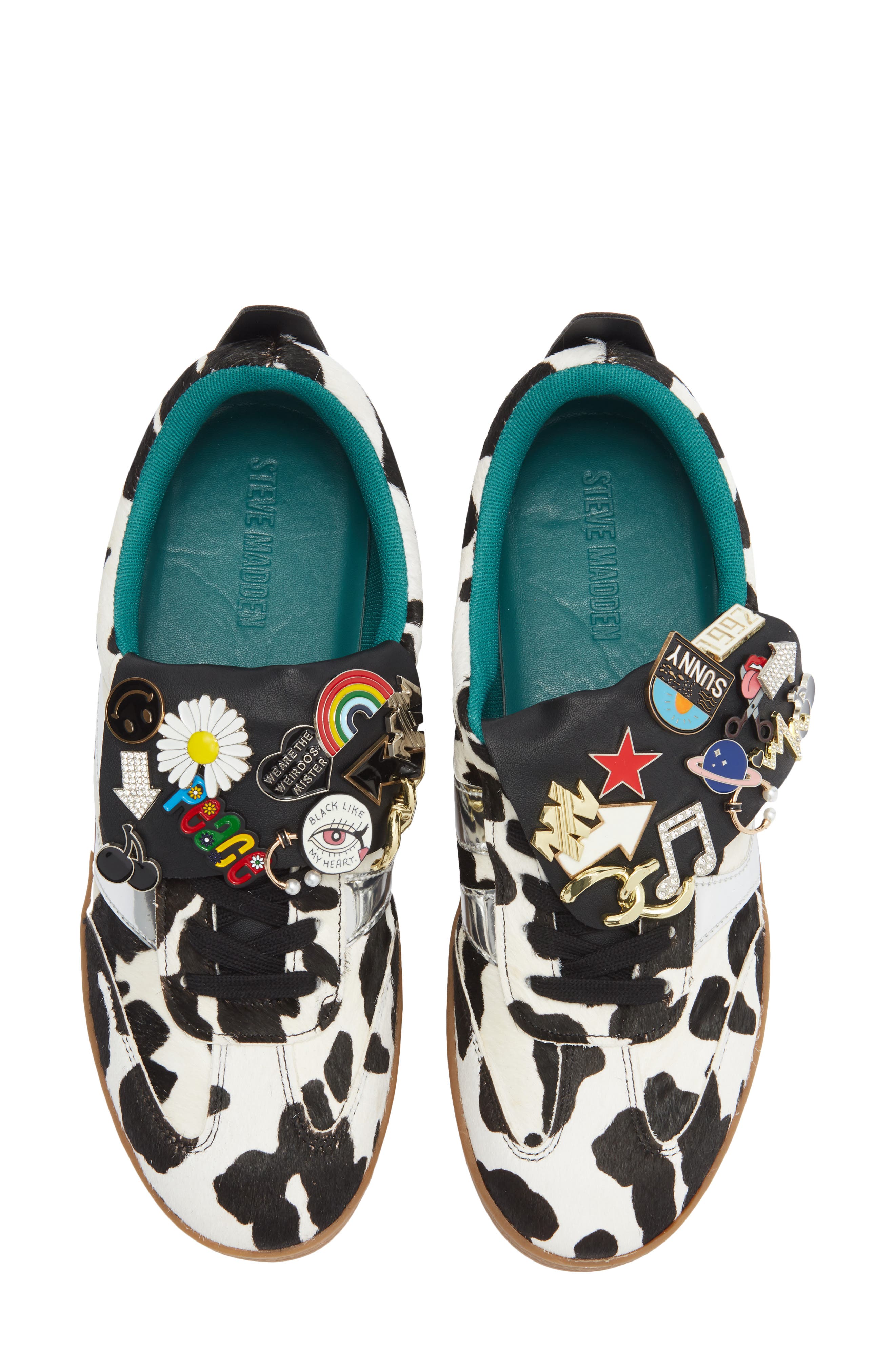 Steve Madden Wyatt Calf Hair Sneaker, Alternate, color, Black / White Calf Hair