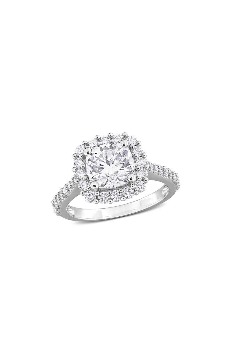 DELMAR Dew Cushion Cut Moissanite Ring, Main, color, White/ Silver