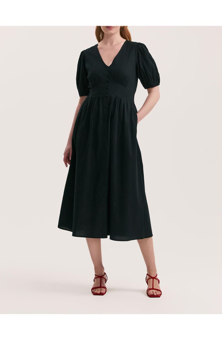 Finery London Addison Cotton Midi Tea Dress, Alternate, color, Black