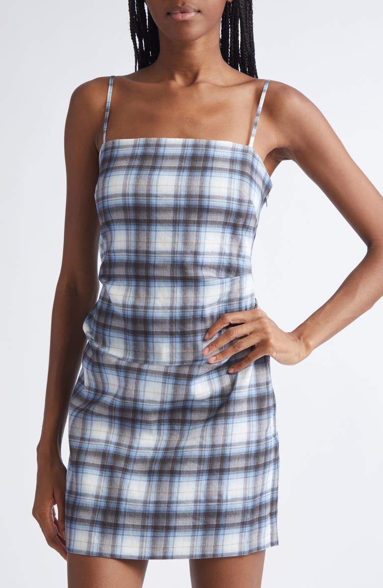 Acne Studios Dua Optic Check Minidress, Alternate, color, Blue/ Black