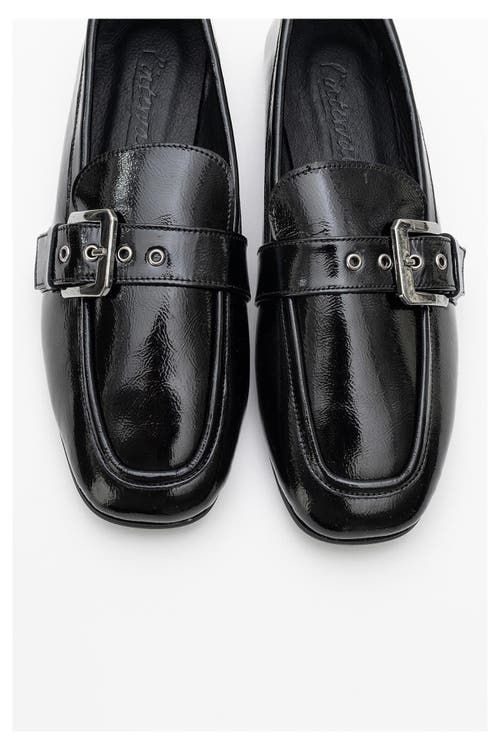 Forever & Always Shoes Jade Leather Flat Loafers In Black Patent Leather