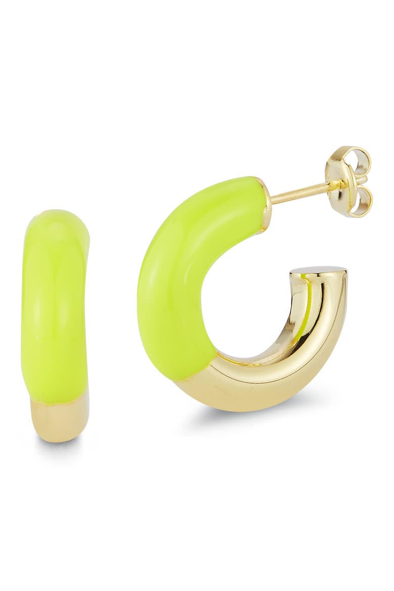 Enamel Hoop Earrings, Main, color, GOLD