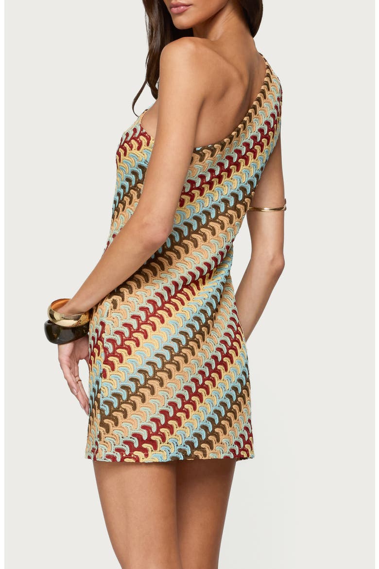 Agua Zigzag Stripe One-Shoulder Minidress, Alternate, color, MIX