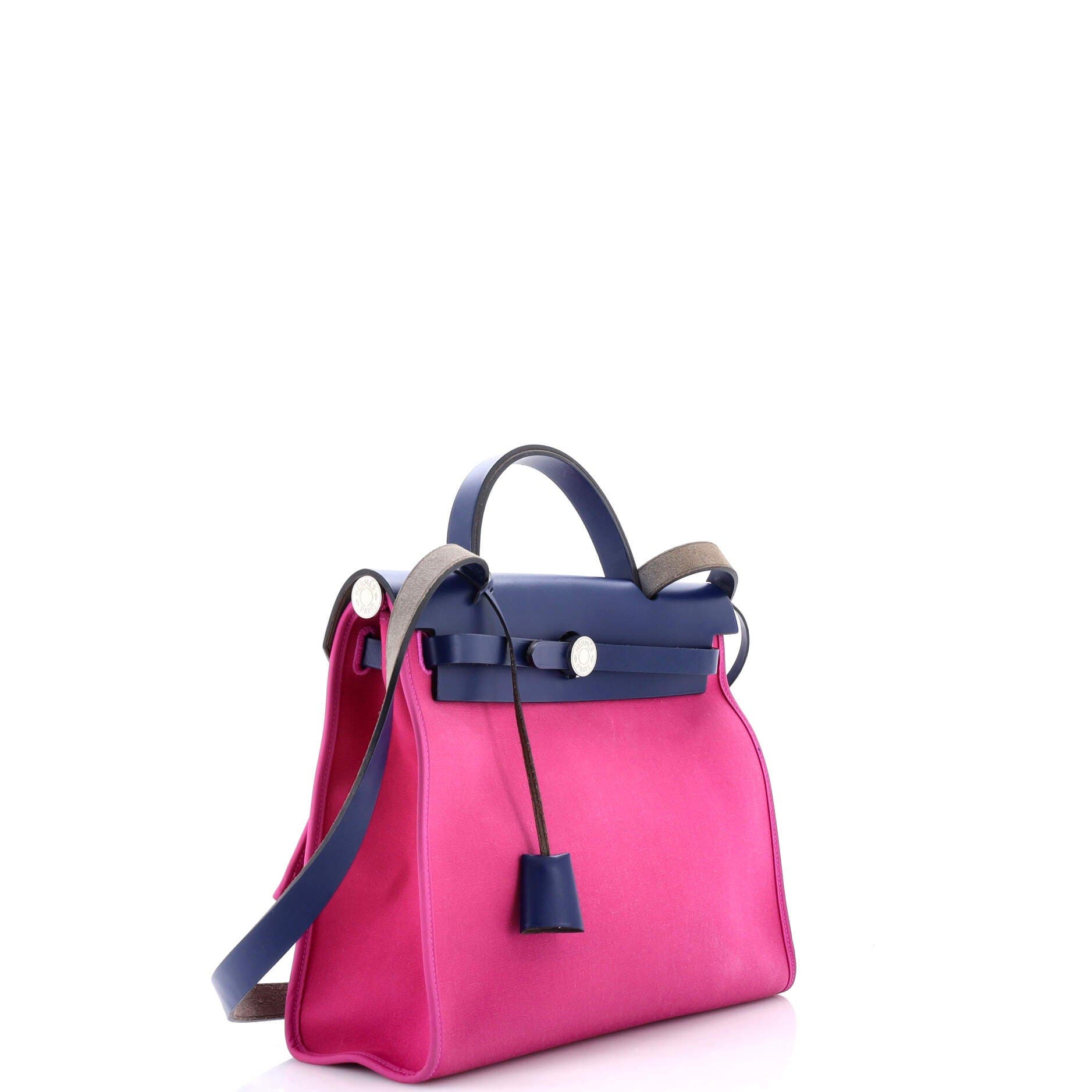 Pre-Owned Hermes Herbag Zip Leather and Toile 31, Alternate, color, Rose Pourpre