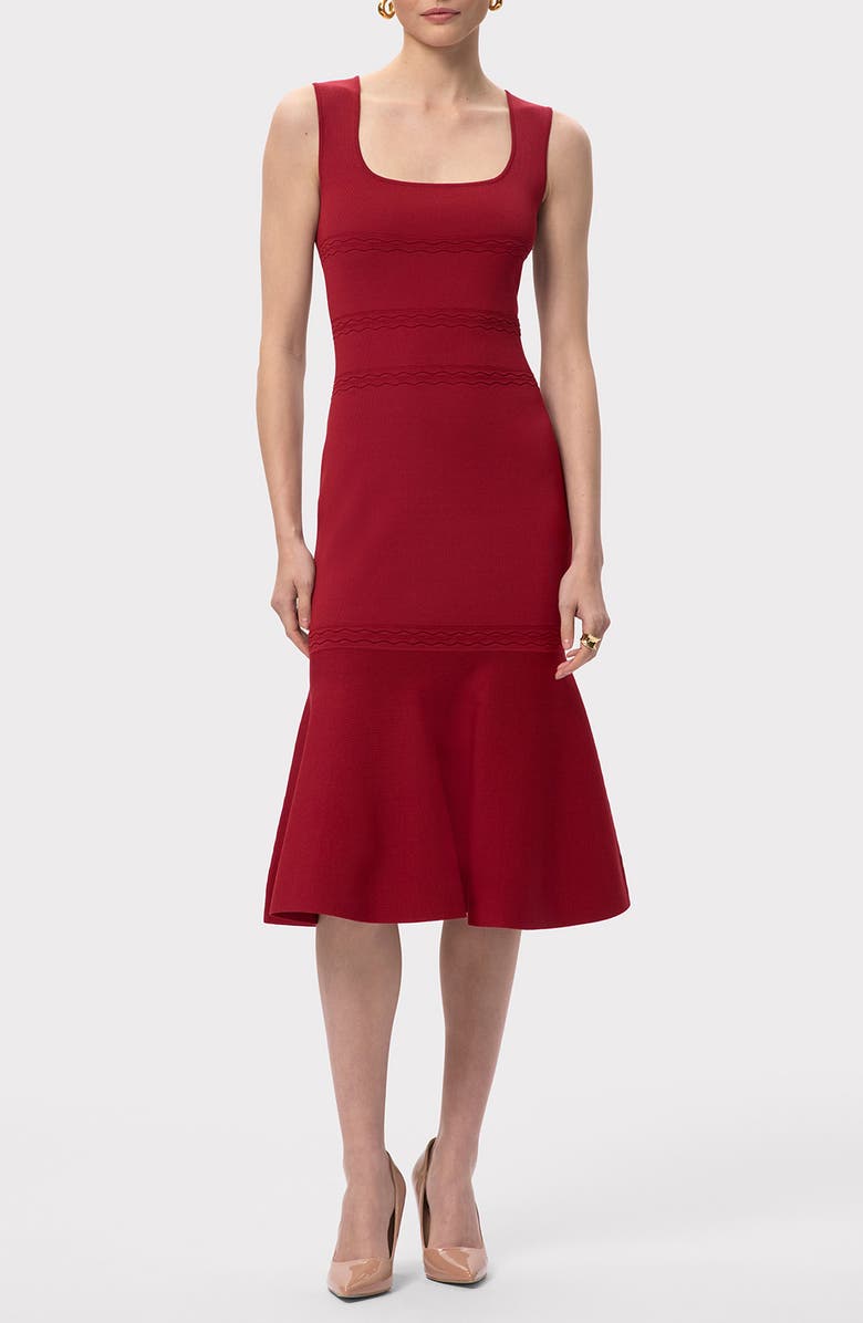 Herve Leger The Camille Flute Hem Dress, Main, color, Cabernet