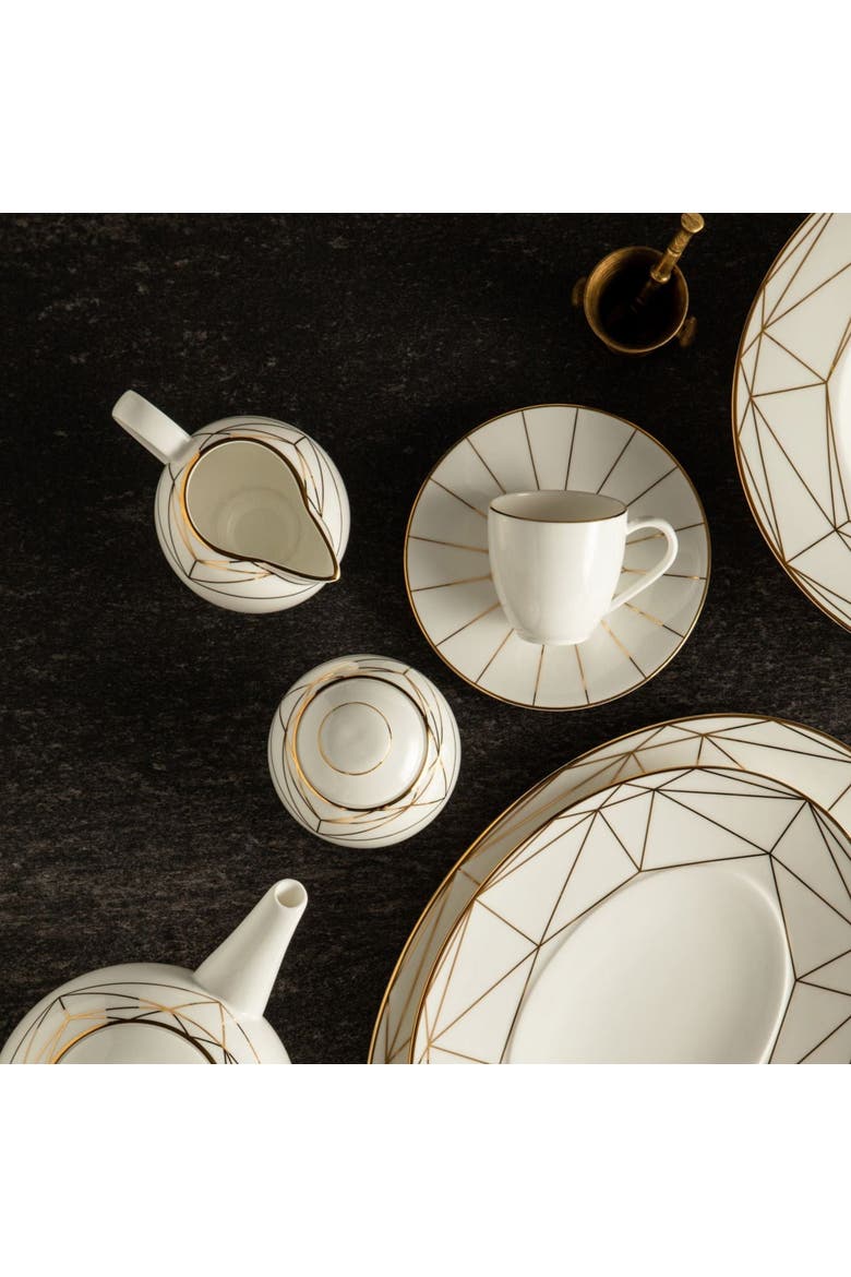 Gem Cut Gold Creamer, Alternate, color, White