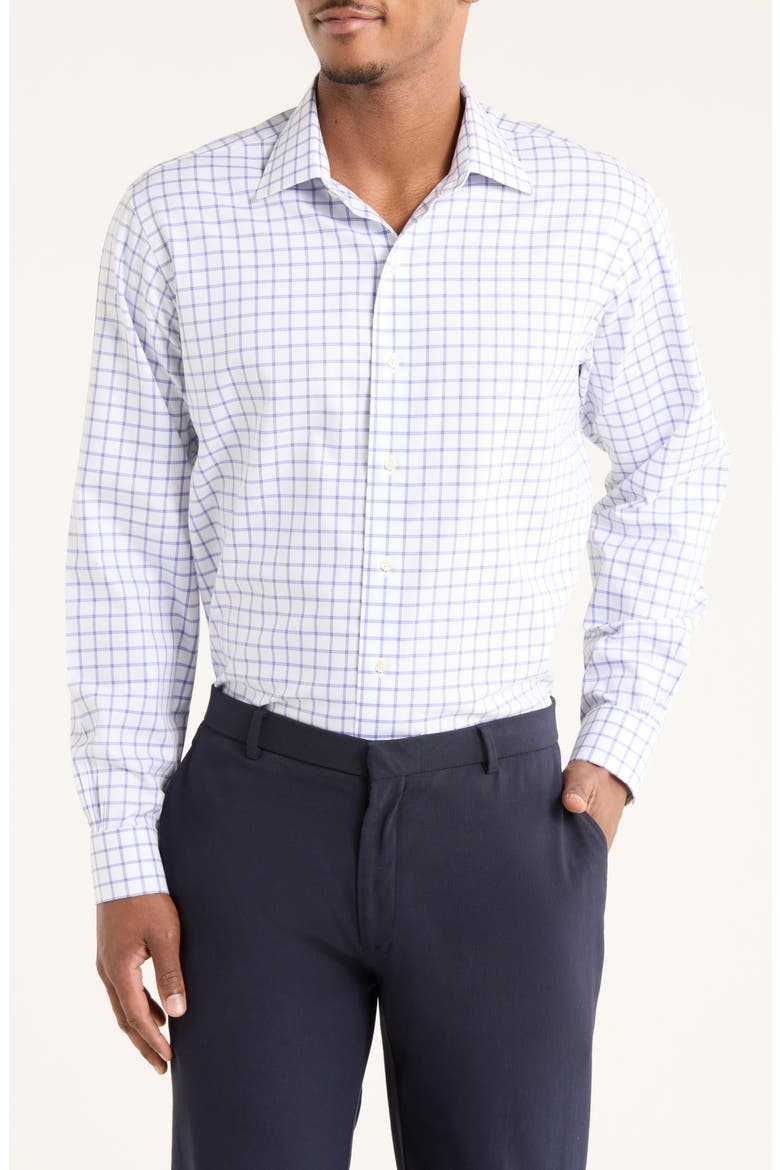 Regular Fit Check Twill Non-Iron Button-Up Shirt, Main, color, PURPLE/ WHITE