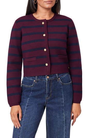 Scotch & Soda Stripe Cardigan In Brown