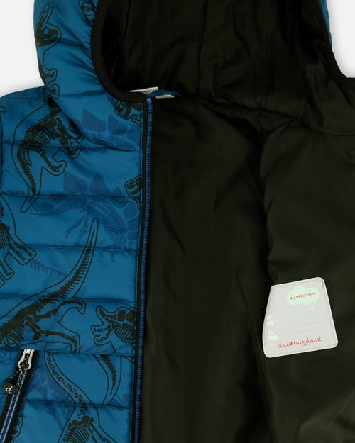 Deux Par Deux Baby Boy's Printed Quilted Mid-season Jacket Blue And Gray In Blue And Gray