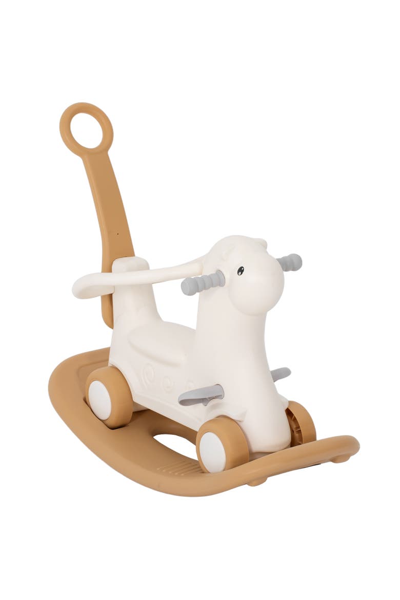 4-in-1 Toddler Rocking Horse, Push Handle & Balance Board, Main, color, Brown