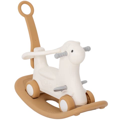 4-in-1 Toddler Rocking Horse, Push Handle & Balance Board