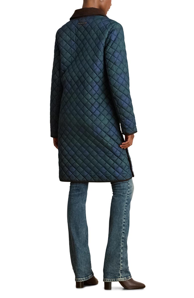Lauren Ralph Lauren Tartan Quilted Coat, Alternate, color, Blackwatch