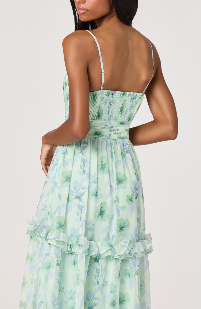 ASTR the Label Ayanna Floral Ruffle Trim Maxi Dress, Alternate, color, Green Floral