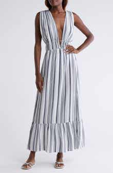 Nordstrom Ruched Plunge Maxi Cover-Up Dress