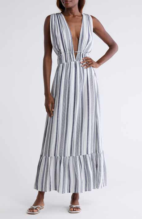 Nordstrom Ruched Plunge Maxi Cover-Up Dress