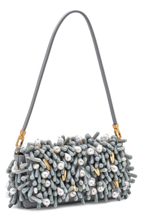 Cult Gaia Perla Bead-embellished Shoulder Bag In Gray