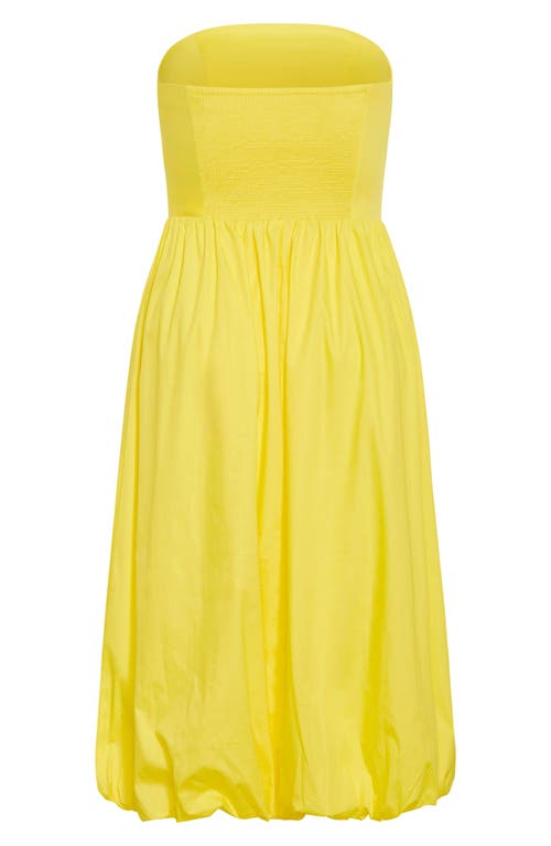 City Chic Alina Strapless Bubble Hem Maxi Dress In Yellow