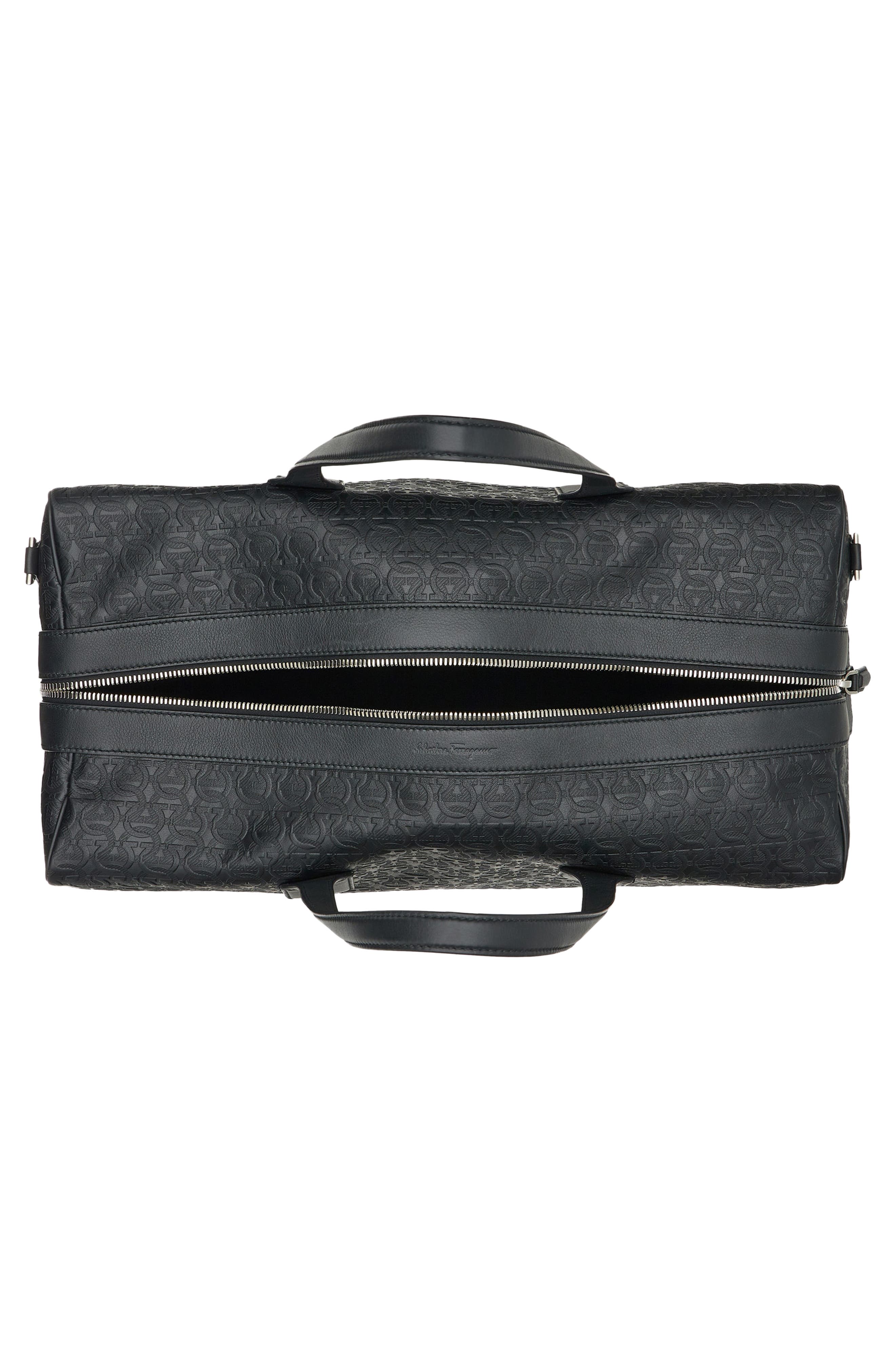 FERRAGAMO Travel Logo Embossed Leather Duffle Bag, Alternate, color, 
