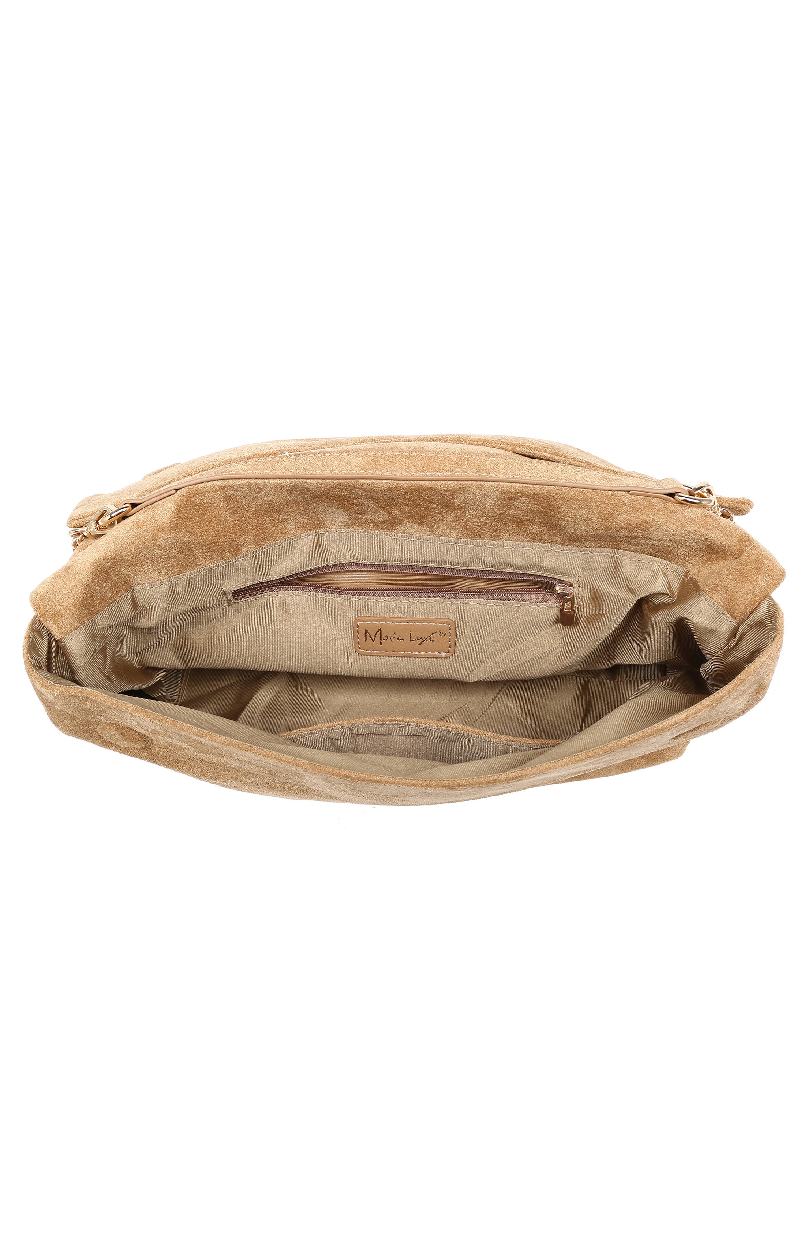 Faux Suede Clutch, Alternate, color, CAMEL