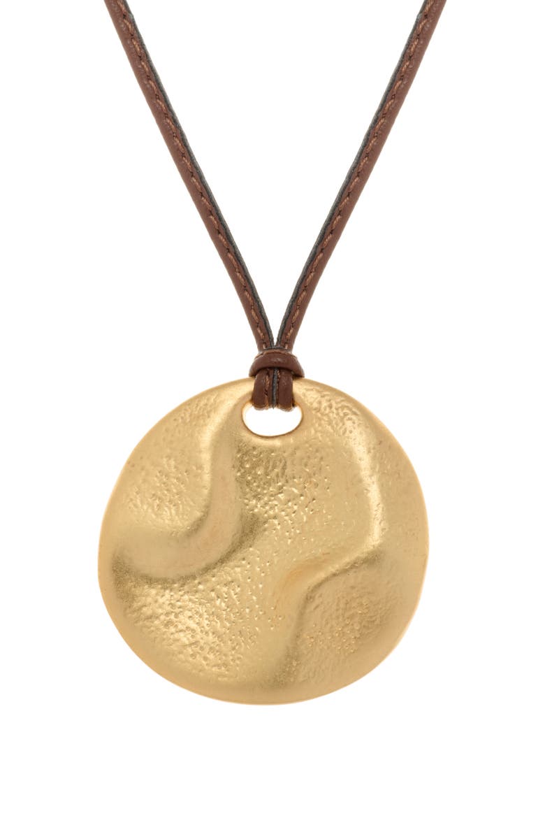 Orla Leather Cord Pendant Necklace, Alternate, color, GOLD TONE / TAN